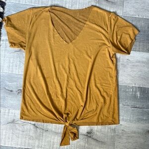 Mustard V-Neck Tie-Front Women's Top